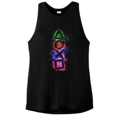 Playstation Symbol Logo Ladies PosiCharge Tri-Blend Wicking Tank