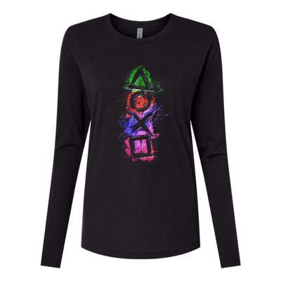 Playstation Symbol Logo Womens Cotton Relaxed Long Sleeve T-Shirt