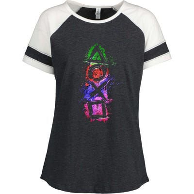 Playstation Symbol Logo Enza Ladies Jersey Colorblock Tee