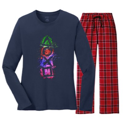 Playstation Symbol Logo Women's Long Sleeve Flannel Pajama Set 