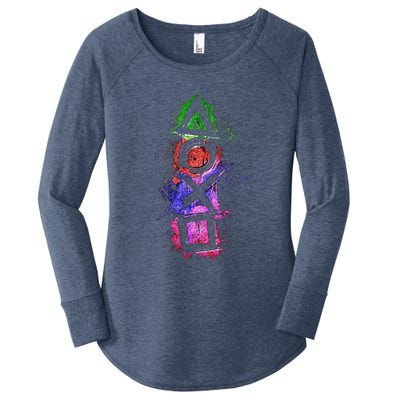 Playstation Symbol Logo Women's Perfect Tri Tunic Long Sleeve Shirt