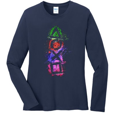 Playstation Symbol Logo Ladies Long Sleeve Shirt