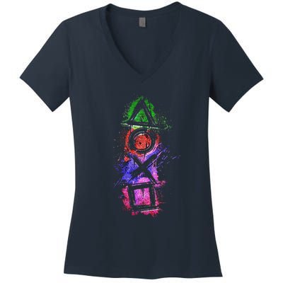 Playstation Symbol Logo Women's V-Neck T-Shirt