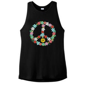 Peace Sign Love 60s 70s Tie Dye Hippie Ladies PosiCharge Tri-Blend Wicking Tank