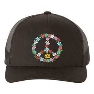 Peace Sign Love 60s 70s Tie Dye Hippie Yupoong Adult 5-Panel Trucker Hat