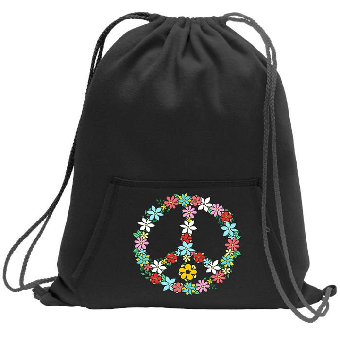 Peace Sign Love 60s 70s Tie Dye Hippie Sweatshirt Cinch Pack Bag