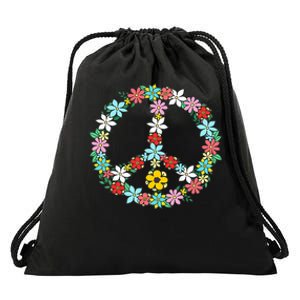 Peace Sign Love 60s 70s Tie Dye Hippie Drawstring Bag