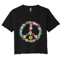 Peace Sign Love 60s 70s Tie Dye Hippie Women's Crop Top Tee