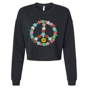 Peace Sign Love 60s 70s Tie Dye Hippie Cropped Pullover Crew