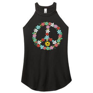 Peace Sign Love 60s 70s Tie Dye Hippie Women's Perfect Tri Rocker Tank