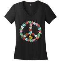 Peace Sign Love 60s 70s Tie Dye Hippie Women's V-Neck T-Shirt