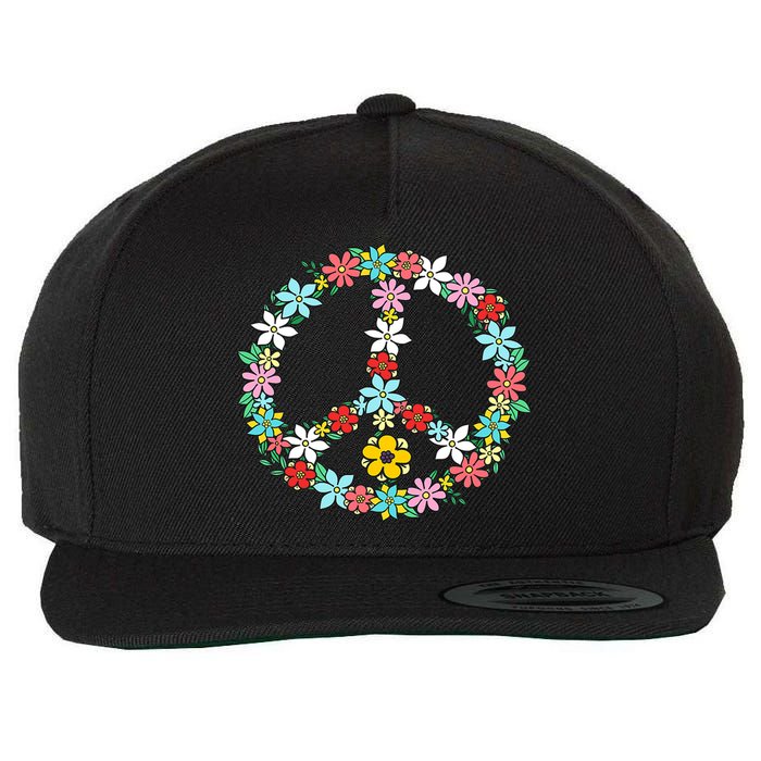 Peace Sign Love 60s 70s Tie Dye Hippie Wool Snapback Cap