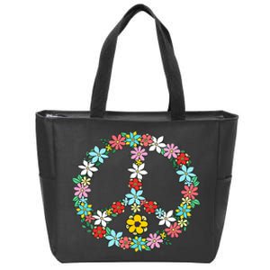 Peace Sign Love 60s 70s Tie Dye Hippie Zip Tote Bag