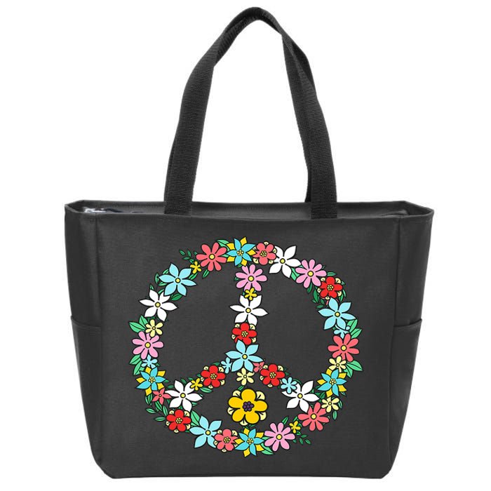 Peace Sign Love 60s 70s Tie Dye Hippie Zip Tote Bag