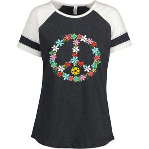 Peace Sign Love 60s 70s Tie Dye Hippie Enza Ladies Jersey Colorblock Tee