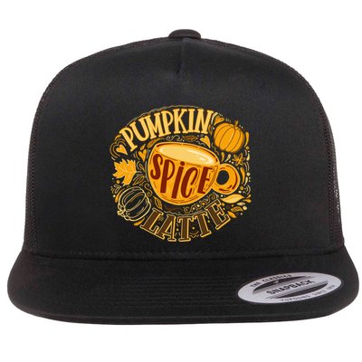Pumpkin Spice Latte Emblem Sign Flatbill Hat