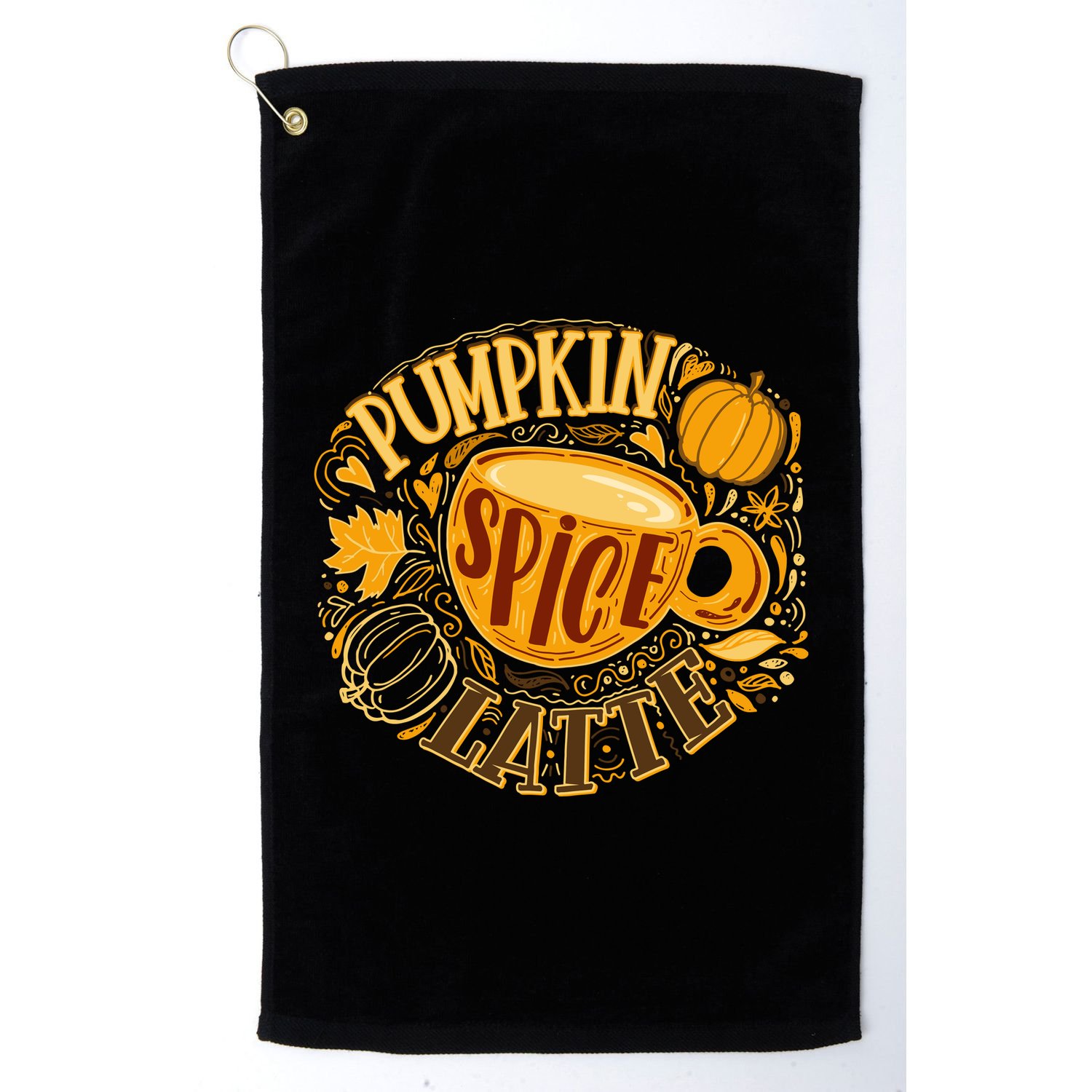 Pumpkin Spice Latte Emblem Sign Golf Towel