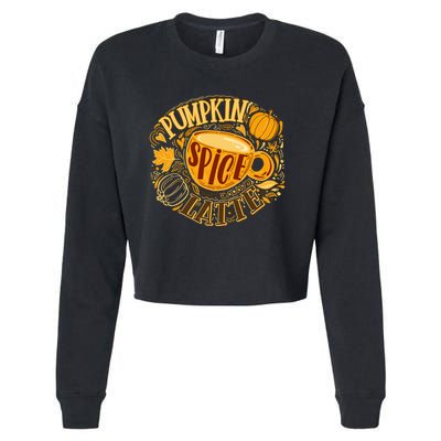 Pumpkin Spice Latte Emblem Sign Cropped Pullover Crew