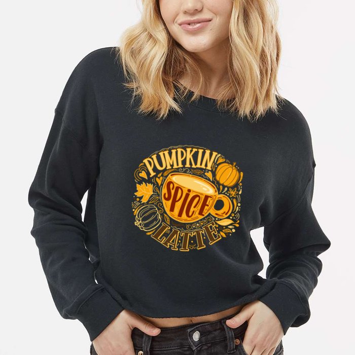 Pumpkin Spice Latte Emblem Sign Cropped Pullover Crew