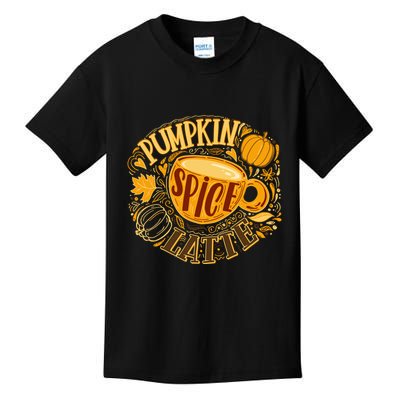 Pumpkin Spice Latte Emblem Sign Kids T-Shirt