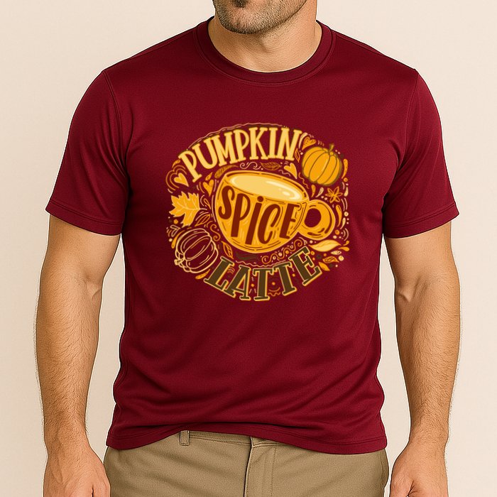 Pumpkin Spice Latte Emblem Sign Cooling Performance Crew T-Shirt