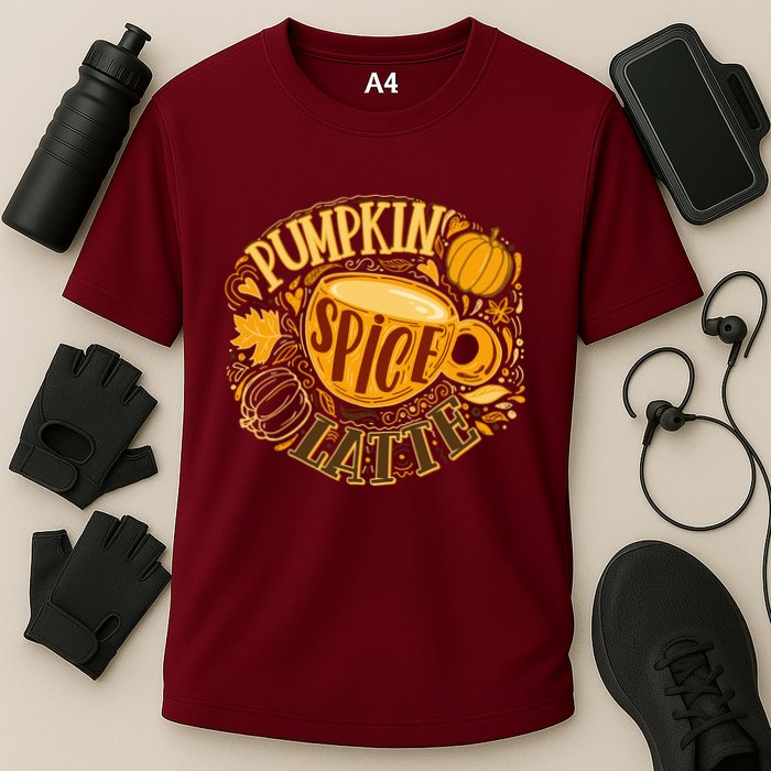 Pumpkin Spice Latte Emblem Sign Cooling Performance Crew T-Shirt