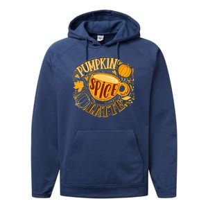 Pumpkin Spice Latte Emblem Sign Performance Fleece Hoodie