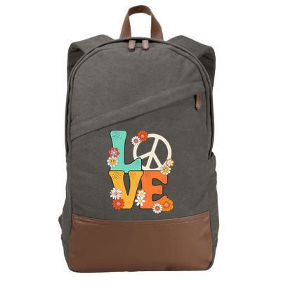 Peace Sign Love 60 s 70s Outfits For  Cotton Canvas Backpack