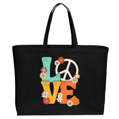 Peace Sign Love 60 s 70s Outfits For  Cotton Canvas Jumbo Tote