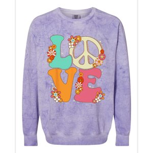 Peace Sign Love 60s 70s Costume Groovy Hippie Theme Party Colorblast Crewneck Sweatshirt