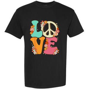 Peace Sign Love 60s 70s Costume Groovy Hippie Theme Party Garment-Dyed Heavyweight T-Shirt