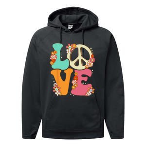 Peace Sign Love 60s 70s Costume Groovy Hippie Theme Party Performance Fleece Hoodie