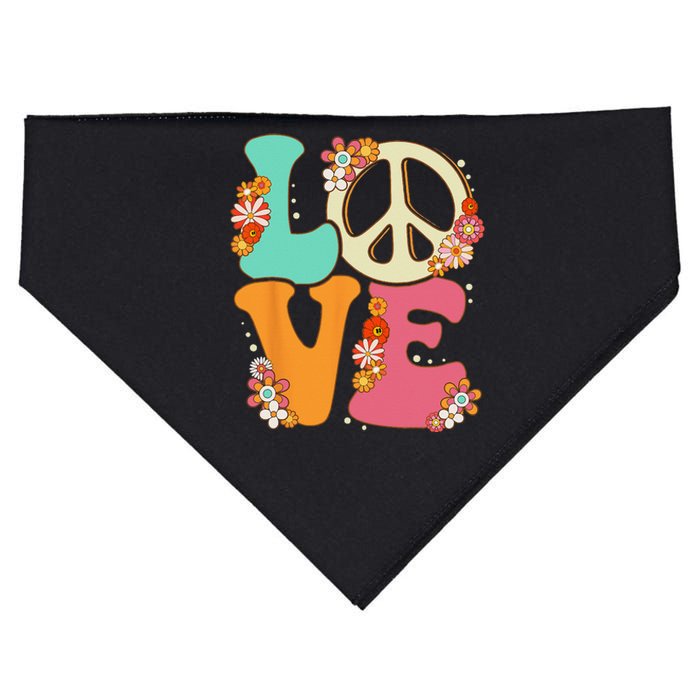 Peace Sign Love 60s 70s Costume Groovy Hippie Theme Party USA-Made Doggie Bandana