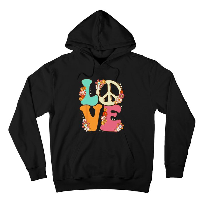 Peace Sign Love 60s 70s Costume Groovy Hippie Theme Party Hoodie