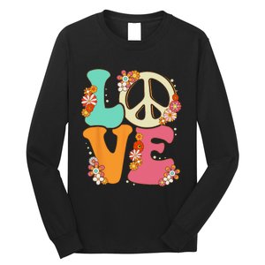 Peace Sign Love 60s 70s Costume Groovy Hippie Theme Party Long Sleeve Shirt