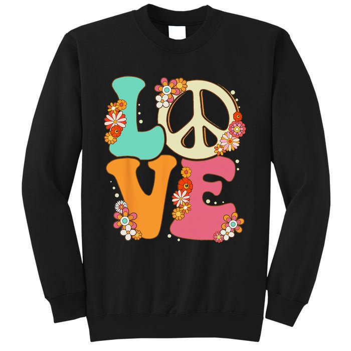 Peace Sign Love 60s 70s Costume Groovy Hippie Theme Party Sweatshirt