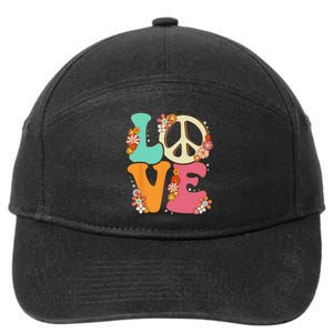 Peace Sign Love 60s 70s Costume Groovy Hippie Theme Party 7-Panel Snapback Hat