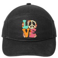 Peace Sign Love 60s 70s Costume Groovy Hippie Theme Party 7-Panel Snapback Hat