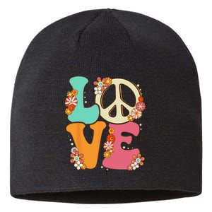 Peace Sign Love 60s 70s Costume Groovy Hippie Theme Party Sustainable Beanie