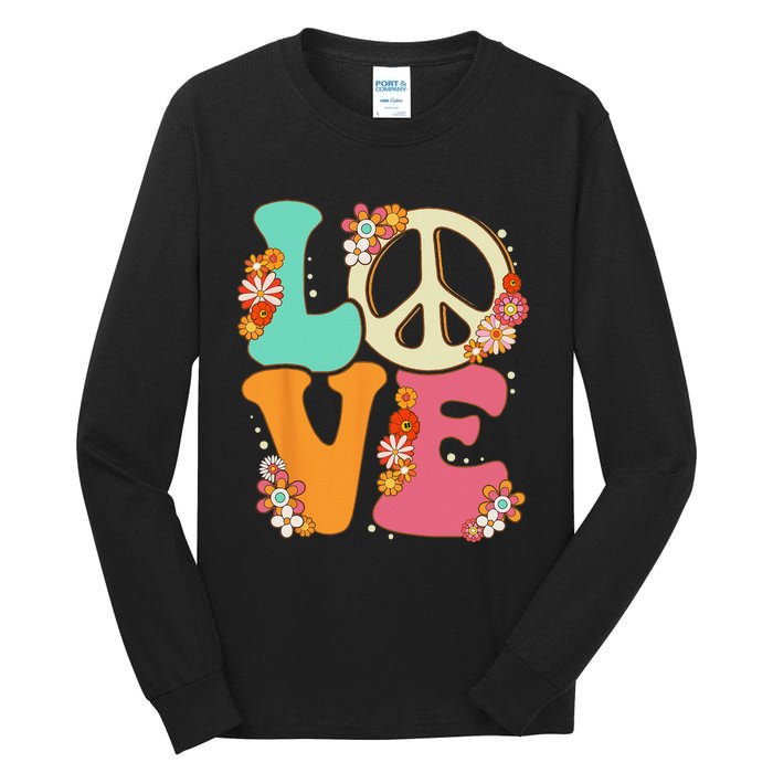 Peace Sign Love 60s 70s Costume Groovy Hippie Theme Party Tall Long Sleeve T-Shirt