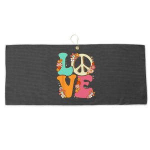 Peace Sign Love 60s 70s Costume Groovy Hippie Theme Party Large Microfiber Waffle Golf Towel