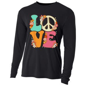 Peace Sign Love 60s 70s Costume Groovy Hippie Theme Party Cooling Performance Long Sleeve Crew