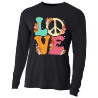 Peace Sign Love 60s 70s Costume Groovy Hippie Theme Party Cooling Performance Long Sleeve Crew