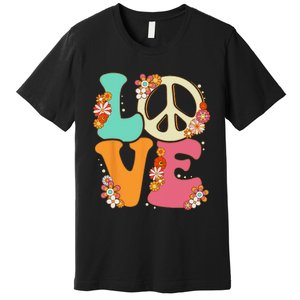 Peace Sign Love 60s 70s Costume Groovy Hippie Theme Party Premium T-Shirt