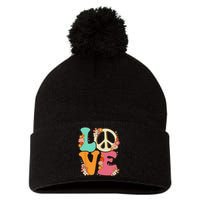 Peace Sign Love 60s 70s Costume Groovy Hippie Theme Party Pom Pom 12in Knit Beanie