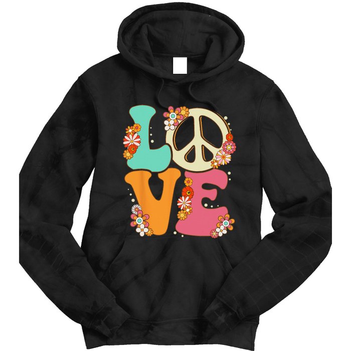 Peace Sign Love 60s 70s Costume Groovy Hippie Theme Party Tie Dye Hoodie