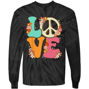 Peace Sign Love 60s 70s Costume Groovy Hippie Theme Party Tie-Dye Long Sleeve Shirt