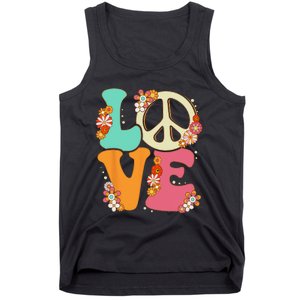 Peace Sign Love 60s 70s Costume Groovy Hippie Theme Party Tank Top