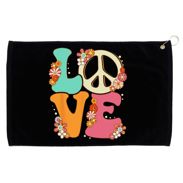 Peace Sign Love 60s 70s Costume Groovy Hippie Theme Party Grommeted Golf Towel