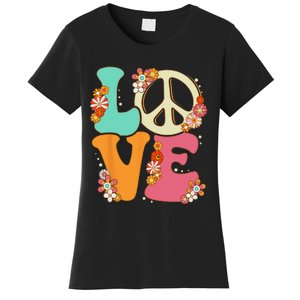 Peace Sign Love 60s 70s Costume Groovy Hippie Theme Party Women's T-Shirt